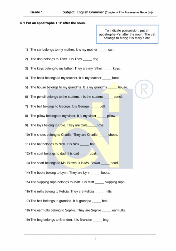 Chapter 11 - Possessive Noun ('s)