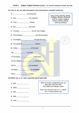 Chapter 19 - Present Continuous Tense(Is, Am, Are)
