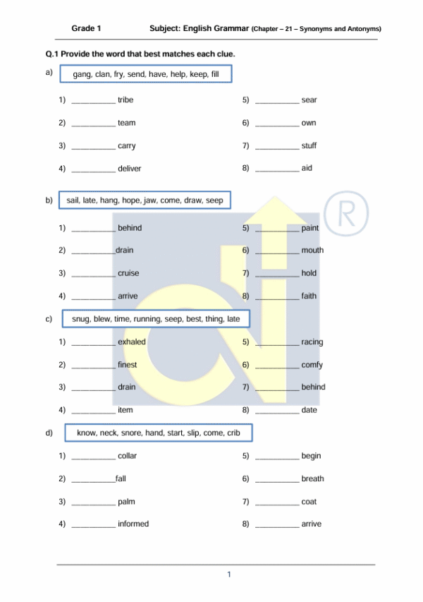 Chapter 21 Synonyms and Antonyms