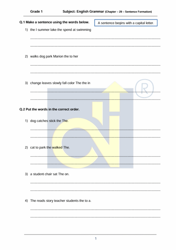 Chapter 29 - Sentence Formation